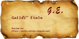 Galló Etele névjegykártya